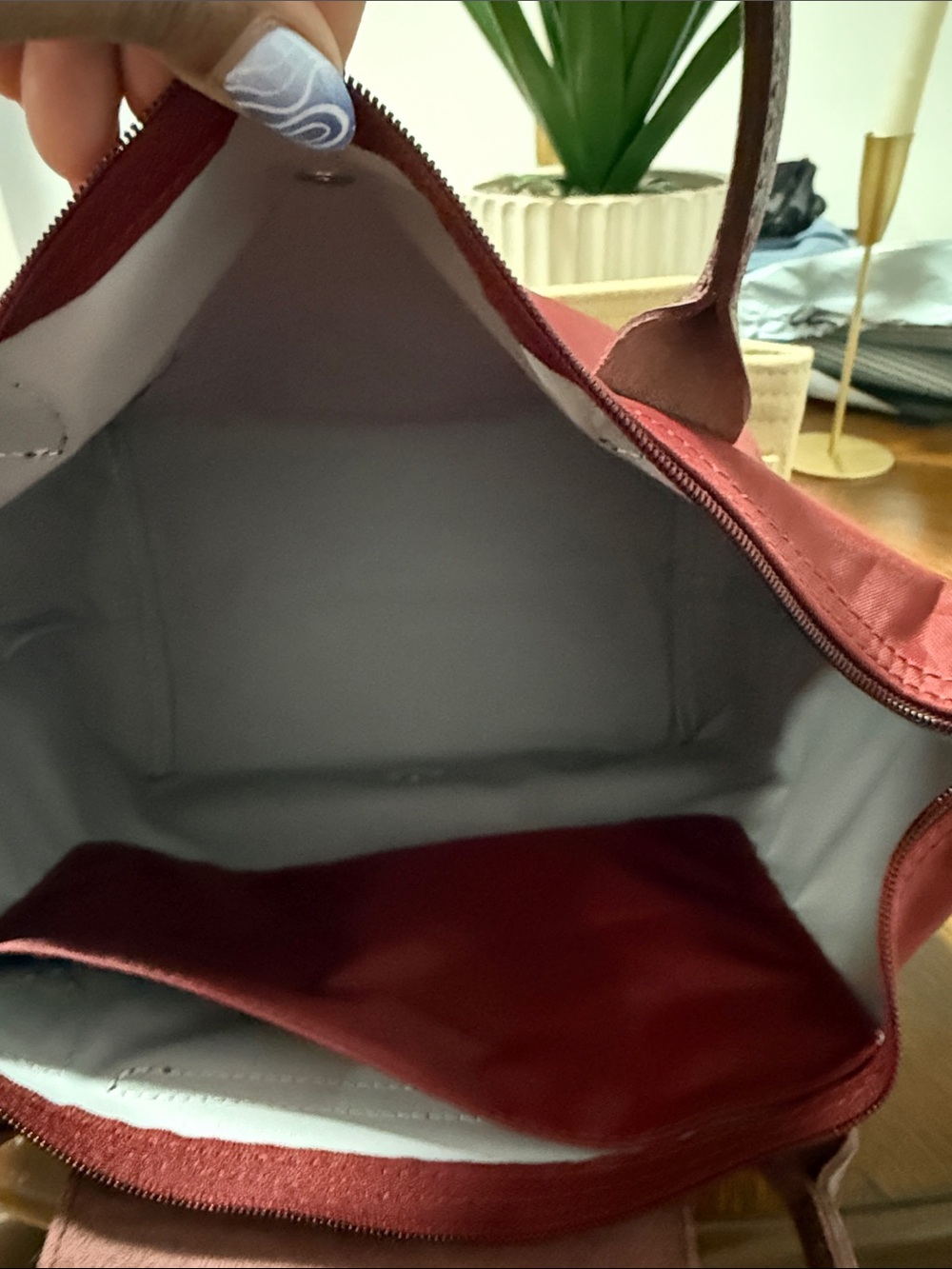 Longchamp burgundy Le Pliage small top-handle tote - Picture 3 of 9